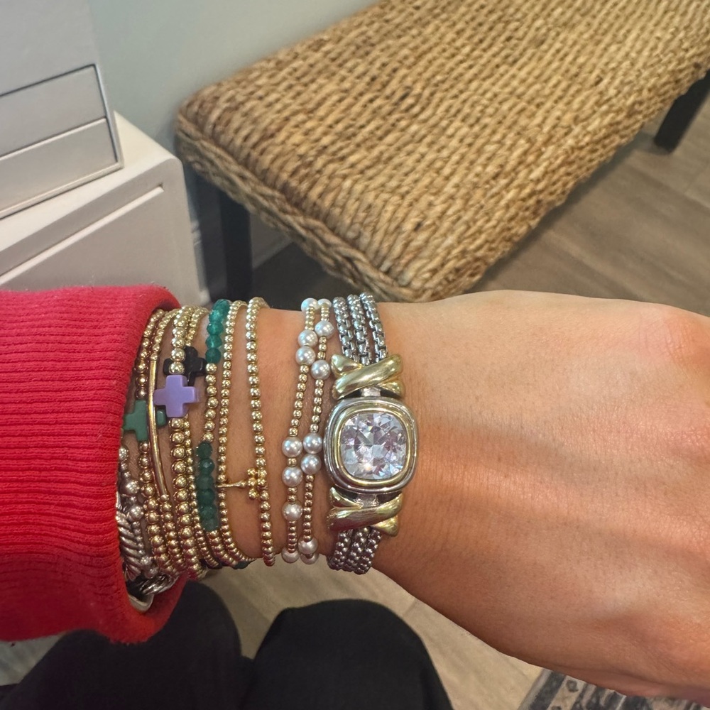 David Yurman lookalike Gold and Silver Bracelet with Gemstone